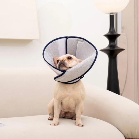 Open Soft Dog Cone, Dog Recovery Collar Blue And Grey - Picture 2 of 4